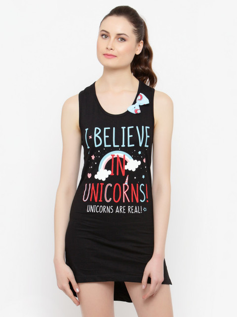 

Slumber Jill Black Printed Sleepshirt FWSJ963