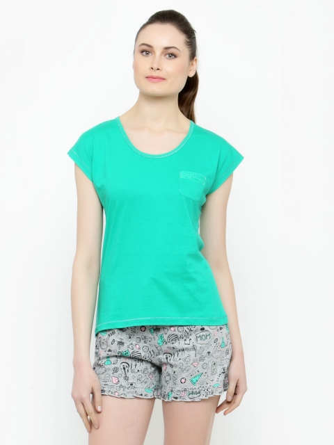 

Slumber Jill Green & Grey Melange Solid Lounge Set FWSJ955