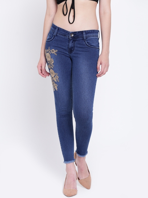 

High Star Women Navy Slim Fit Mid-Rise Clean Look Stretchable Jeans, Navy blue