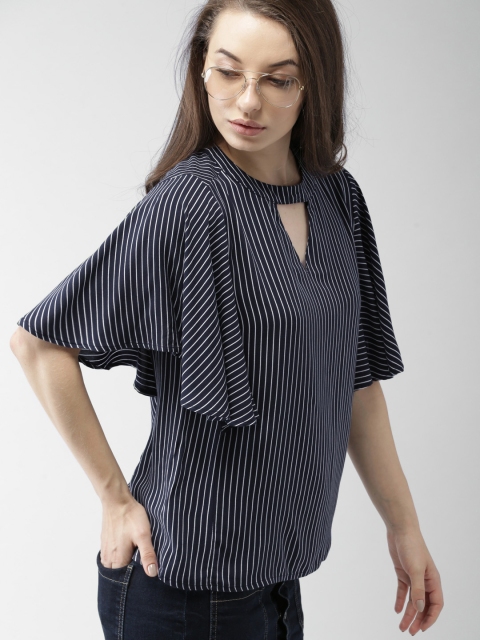 

Mast & Harbour Women Navy Blue Striped Top
