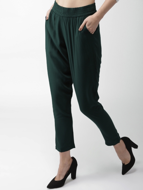 

Mast & Harbour Women Green Regular Fit Solid Peg Trousers