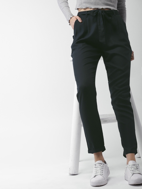 

Mast & Harbour Women Navy Blue Regular Fit Solid Trousers