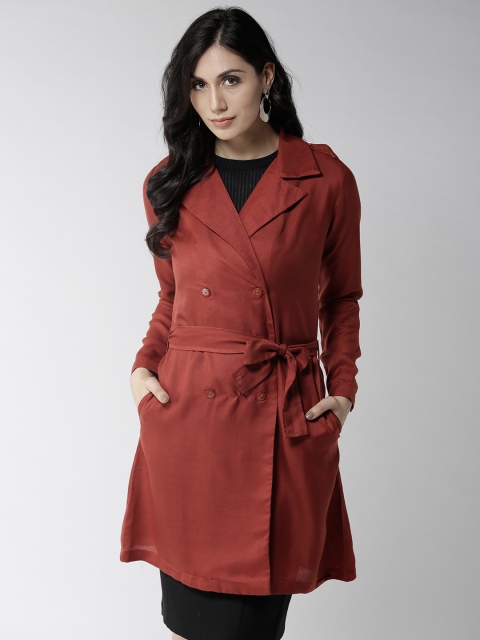 

Style Quotient Women Rust Brown Solid Longline Tailored Jacket