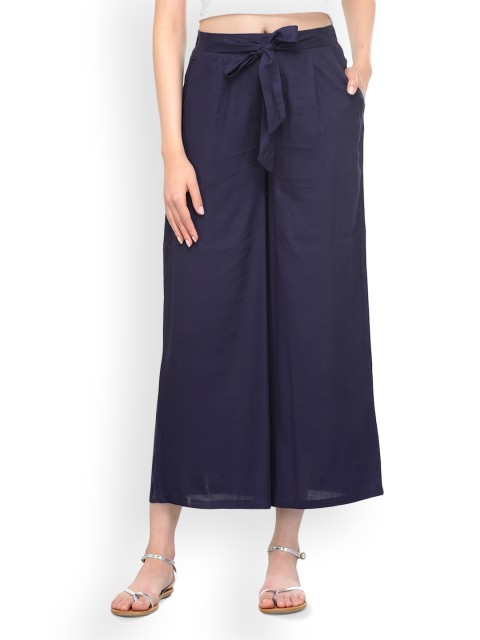 

Bitterlime Women Navy Blue Relaxed Regular Fit Solid Regular Trousers