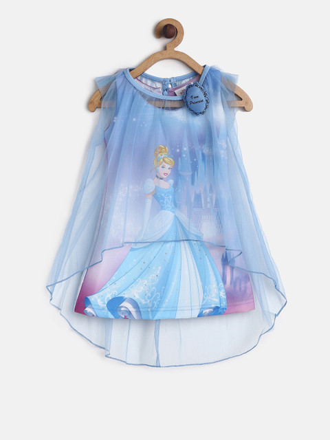 

Peppermint Disney Girls Blue Printed A-Line Dress