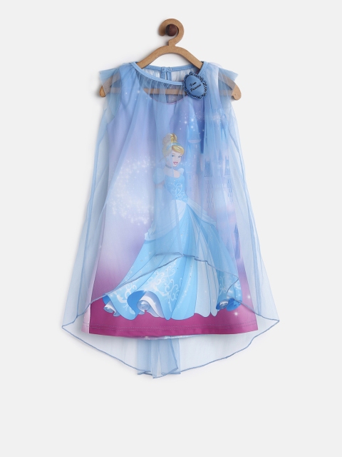 

Peppermint Disney Girls Blue Printed Fit and Flare Dress
