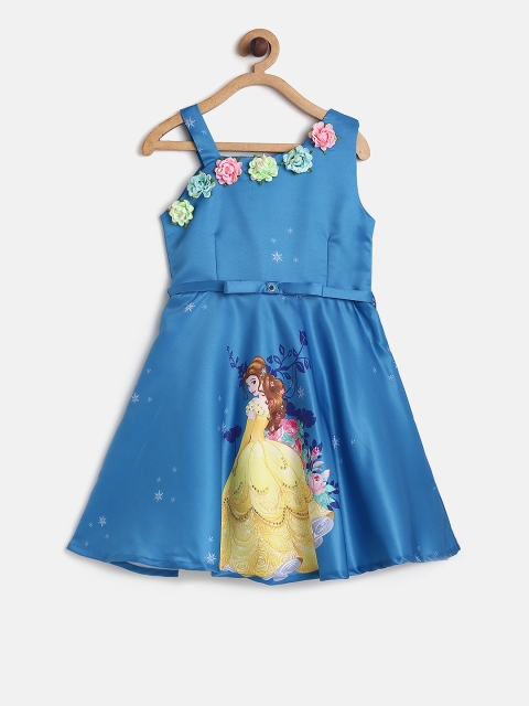 

Peppermint Disney Girls Blue Printed Fit and Flare Dress