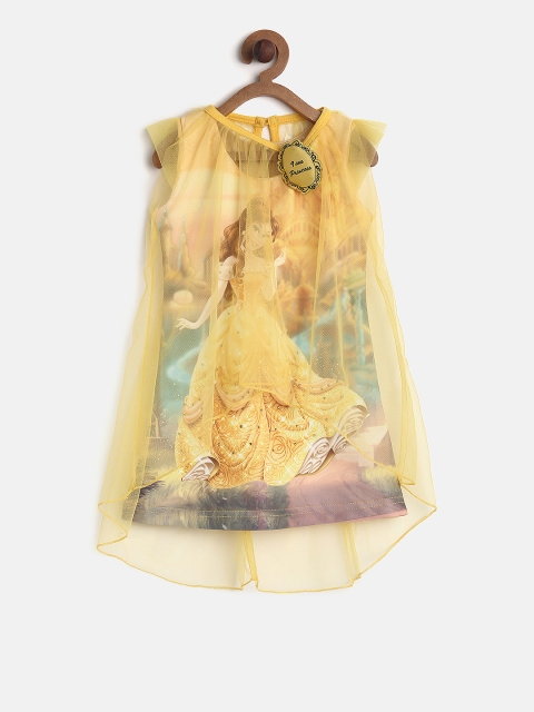 

Peppermint Disney Girls Mustard Printed A-Line Dress