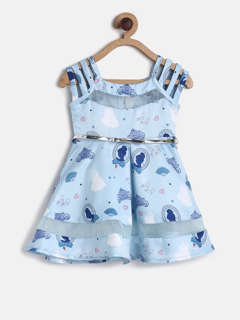 

Peppermint Disney Girls Blue Printed A-Line Dress