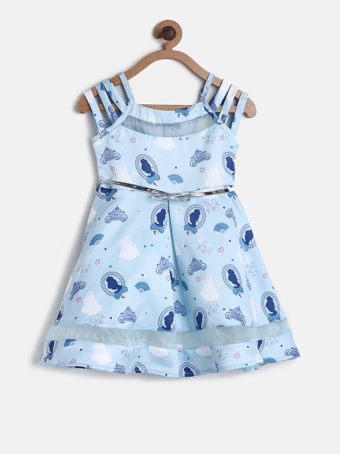 

Peppermint Disney Girls Blue Printed A-Line Dress