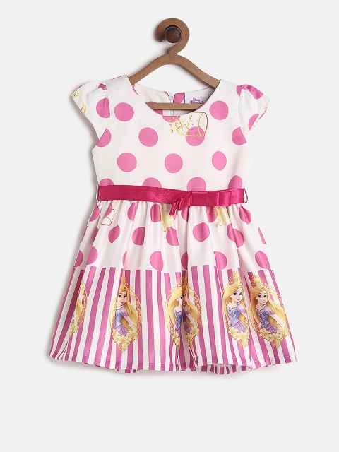 

Peppermint Disney Girls White & Pink Printed A-Line Dress