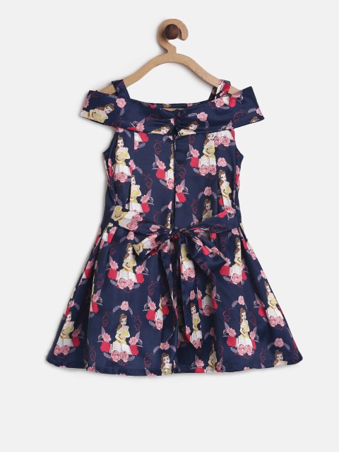 

Peppermint Disney Girls Navy Blue Disney Printed Fit & Flare Dress