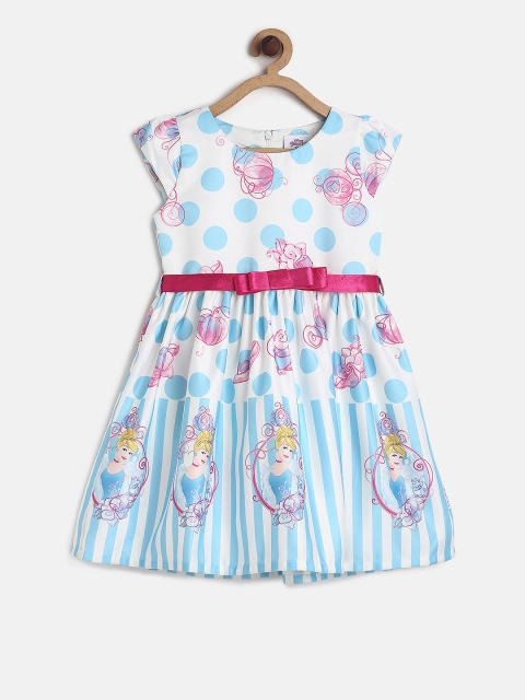 

Peppermint Disney Girls Blue Printed Fit and Flare Dress