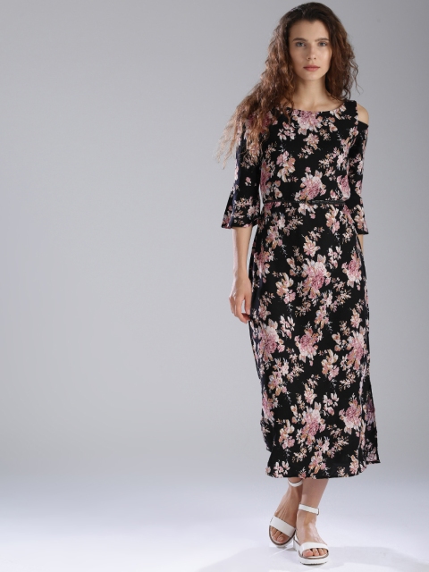 

Bossini Women Black Printed A-Line Midi Dress