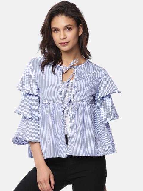 

Ginger by Lifestyle Women Blue & White Striped Top