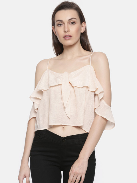 

Ginger by Lifestyle Women Peach-Coloured Solid Top