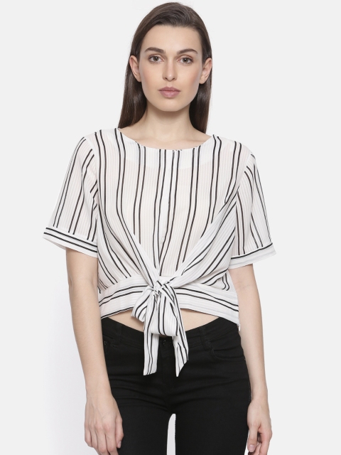 

Ginger by Lifestyle Women Off-White & Black Striped Top