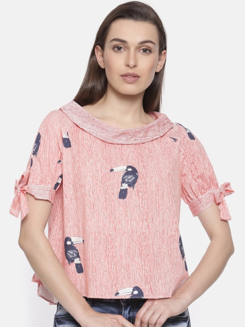 

Ginger by Lifestyle Women Red & White Striped Top