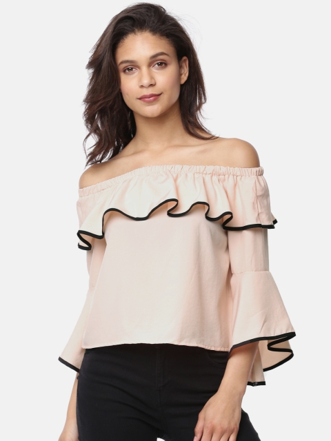 

Ginger by Lifestyle Women Peach-Coloured Solid Top