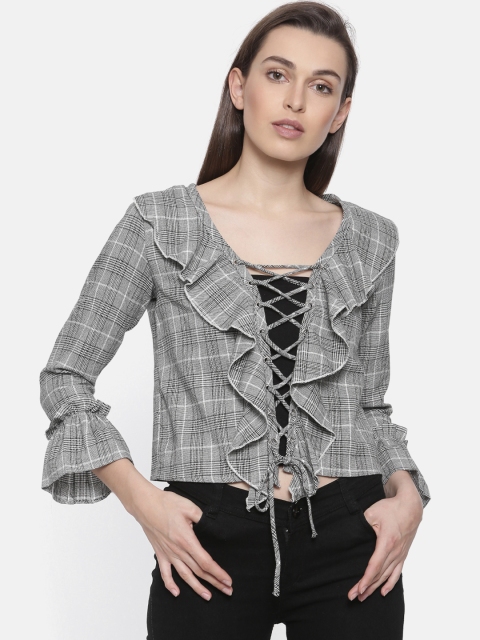 

Ginger by Lifestyle Women Black Checked Top
