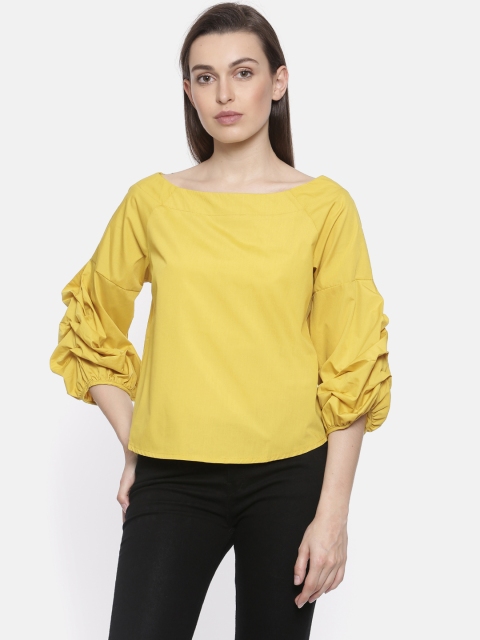 

Ginger by Lifestyle Women Mustard Yellow Solid Top
