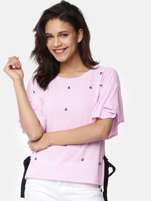 

Ginger by Lifestyle Women Pink Embellished Top