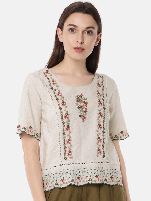 

CODE by Lifestyle Women Beige Self Design Top