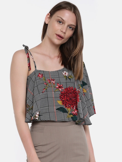 

Ginger by Lifestyle Women Black Printed One-ShoulderTop