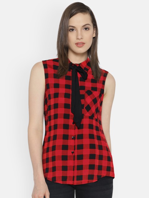

Ginger by Lifestyle Women Red & Black Checked Shirt Style Top