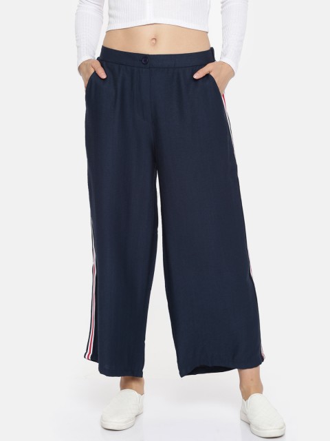 

Ginger by Lifestyle Women Navy Blue Regular Fit Solid Regular Trousers