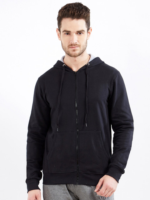 

Maniac Men Black Solid Hooded Sweatshirt