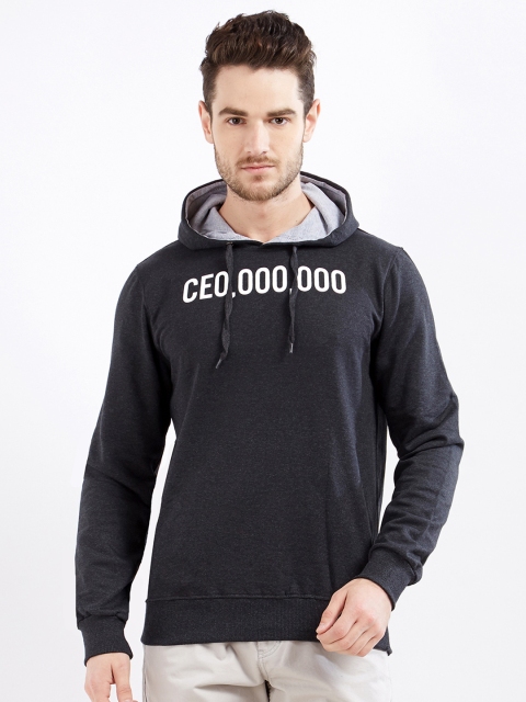 

Maniac Men Charcoal Printed Hooded Sweatshirt