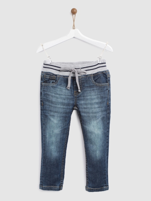 

YK Boys Navy Blue Regular Fit Mid-Rise Clean Look Stretchable Jeans