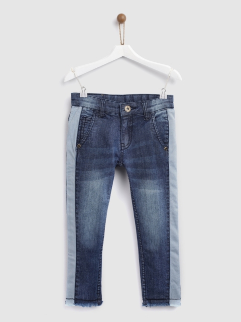 

YK Boys Navy Blue Regular Fit Mid-Rise Clean Look Stretchable Jeans