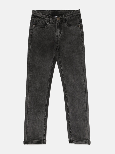 

YK Boys Black Straight Fit Mid-Rise Clean Look Stretchable Jeans