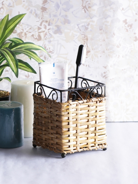 

VarEesha Beige Cane Bamboo Square Bath Accessories / Toothbrush Holder