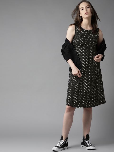 

HERE&NOW Women Black Printed Empire Dress