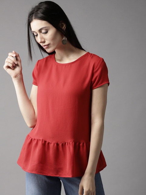 

HERE&NOW Women Red Solid A-Line Top