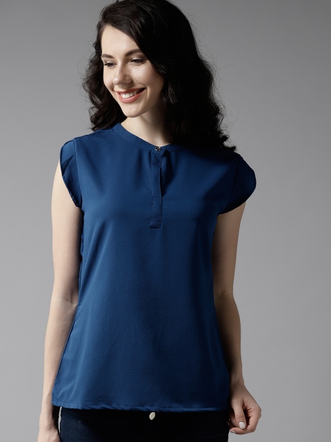 

HERE&NOW Women Navy Solid Top, Navy blue