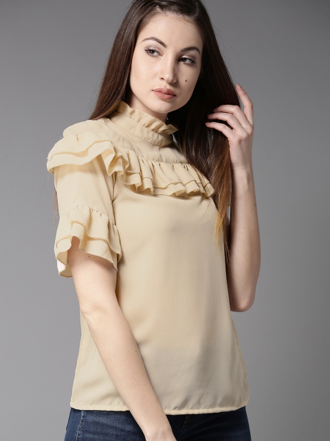 

HERE&NOW Women Beige Solid Top