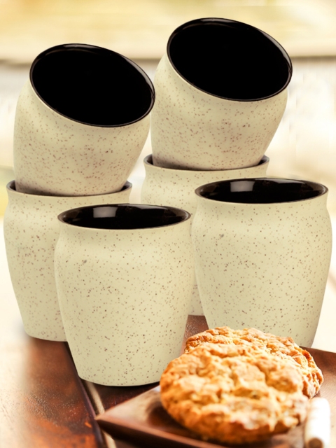 

ExclusiveLane Off-White 6-Pieces Handcrafted Printed Ceramic Kulladhs Set