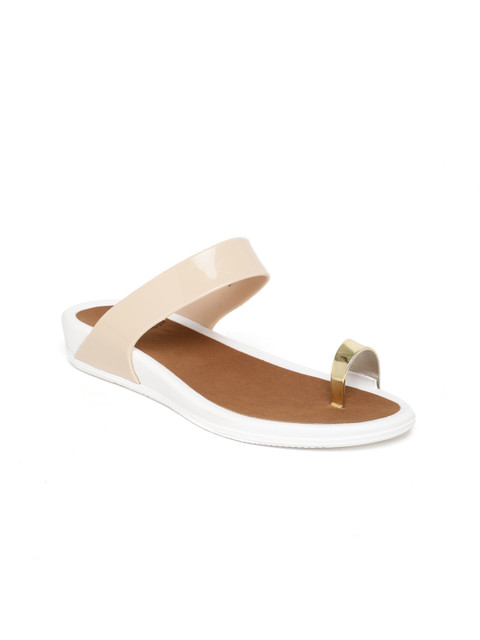 

Carlton London Women Beige Colourblocked Synthetic One Toe Flats