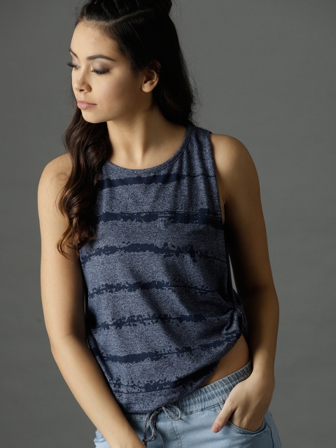 

Roadster Women Blue Striped Top