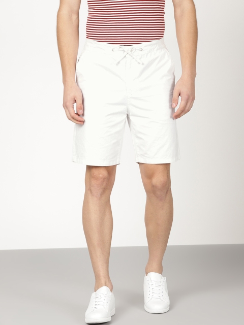 

ether Men White Solid Regular Fit Shorts