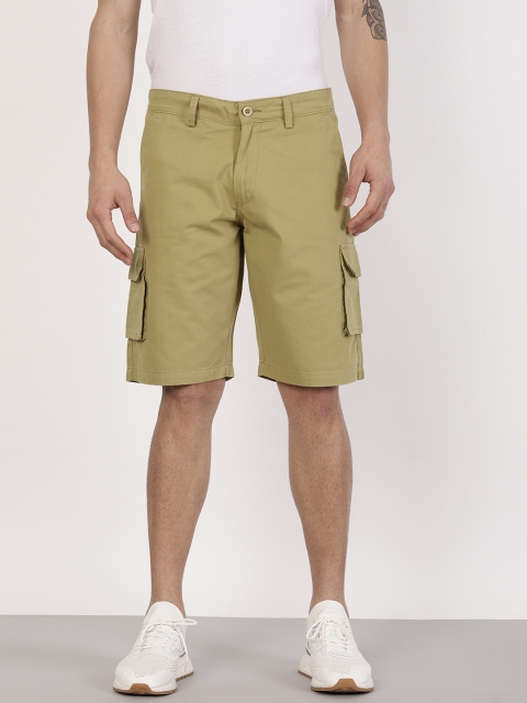 

ether Men Khaki Solid Regular Fit Cargo Shorts