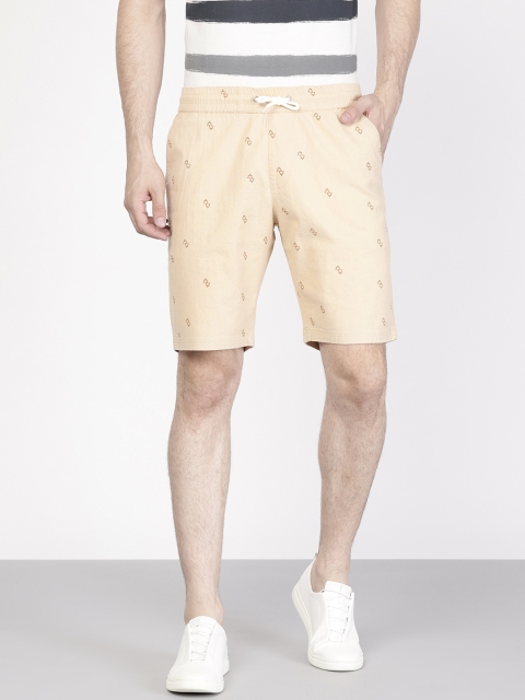 

ether Men Beige Printed Regular Fit Regular Shorts