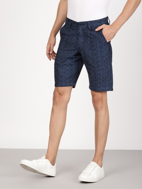 

ether Men Navy Blue Self Design Regular Shorts