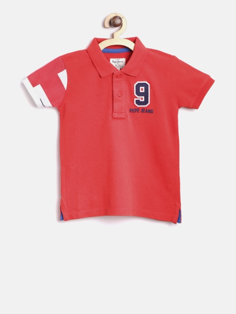 

Pepe Jeans Boys Red Solid Polo Collar T-shirt