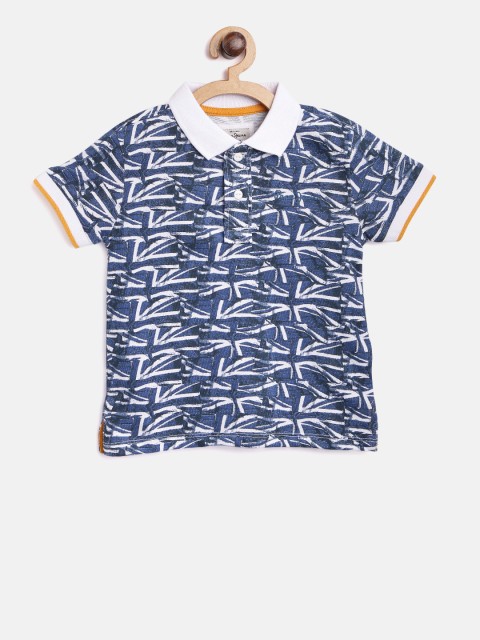 

Pepe Jeans Boys Blue & White Printed Polo Collar T-shirt
