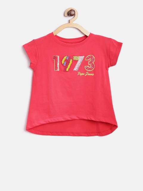 

Pepe Jeans Girls Pink Embellished Pure Cotton Top